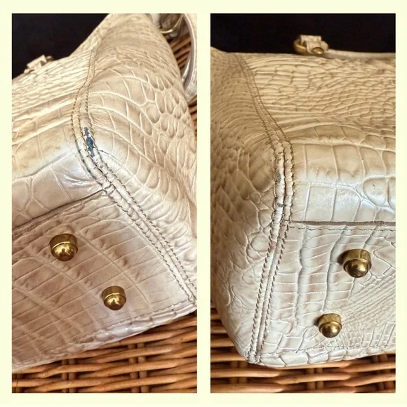 Brahmin Mini Arno Melbourne Beige Leather Satchel Handbag Shoulder Bag - Picture 7 of 9